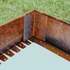 Kép 2/3 - Az éles sarkok kialakításához szükséges derékszögű toldó 10 cm magas Corten acél ágyásszegélyekhez. 